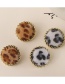 Fashion Coffee Color Square Square Round Lace Alloy Leopard Print Flannel Earrings