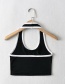 Fashion Black Contrasting Halterneck Suspender Slim-fit Camisole Top