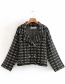 Fashion Black Metallic Thread Knitted Check Coat Top
