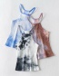 Fashion Blue Tie-dye Halterneck Slim-fit Vest Top