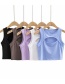 Fashion Coffee Color Solid Color Chest Opening T-shirt Vest Top
