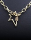 Fashion 60mm Chain + Five-pointed Star Pentagram Micro-inlaid Zircon Thick Chain Necklace