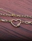 Fashion 60mm Chain Peach Heart B Zirconium Heart Copper Gold-plated Hollow Necklace
