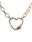 Fashion 50mm Chain Peach Heart B Zirconium Heart Copper Gold-plated Hollow Necklace