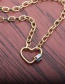 Fashion 60mm Chain Heart Diamond-studded Love Heart Dripping Oil Hollow Copper Gold-plated Necklace