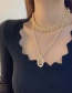 Fashion Silver Color Geometric Alloy Thick Chain Pendant Multi-layer Necklace