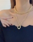 Fashion Silver Color Geometric Alloy Thick Chain Pendant Multi-layer Necklace