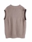 Fashion Coffee Color V-neck Wool Knitted Vest