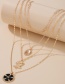 Fashion Gold Color Rose Drop Clasp Disc Multilayer Necklace