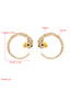 Fashion Golden Serpentine Micro-inlaid Zircon C-shaped Earrings