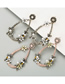Fashion Bright Black Flower Pearl Alloy Drop Earrings With Diamonds