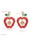 Fashion Red Hollow Apple Alloy Diamond Earrings