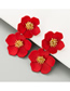 Fashion Red Multi-layer Flower Alloy Paint Earrings