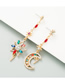 Fashion Color Star And Moon Alloy Diamond Asymmetrical Earrings