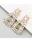 Fashion Ab Color Square Hollow Alloy Earrings With Rhinestones