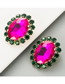 Fashion Red Oval Alloy Diamond Earrings