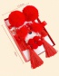 Fashion Wearing Red Flowers (set Of 6) Hairball Knitted Geometric Childrens Hairpin With Diamonds