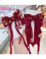 Fashion Burgundy Chain Bow Childrens Hairpin With Tassel Bow Knit Alloy