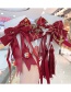 Fashion Burgundy Tassel Bow Childrens Hairpin With Tassel Bow Knit Alloy