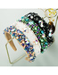 Fashion Khaki Crystal Handmade Beaded Fabric Diamond Geometric Headband