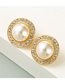 Fashion White Round Pearl Alloy Diamond Earrings