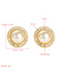 Fashion White Round Pearl Alloy Diamond Earrings