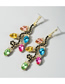 Fashion Color Alloy Diamond Long Flower Leaf Earrings