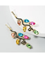 Fashion Color Alloy Diamond Long Flower Leaf Earrings
