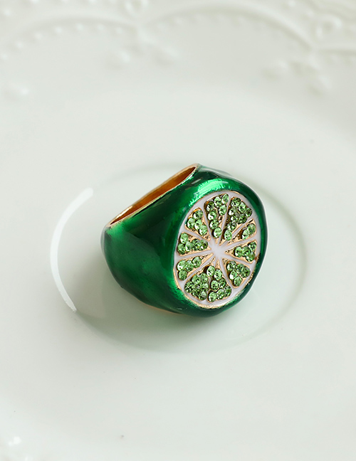Fashion Green Alloy Diamond Ring With Lime