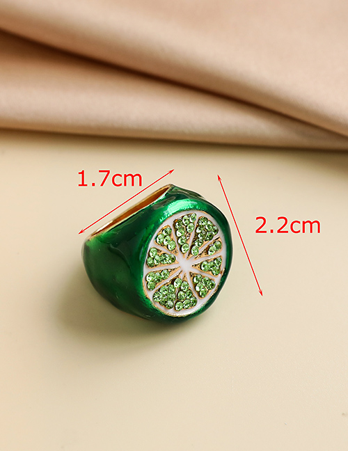 Fashion Green Alloy Diamond Ring With Lime