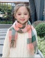 Fashion Yellow-green Double-faced Fleece Over 2 Years Old Check Cashmere Fringed Children Scarf