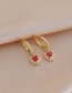 Fashion Gold Color Light Pink Copper Inlaid Zircon Heart Earrings