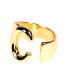 Fashion Q Gold Color Letters Copper Plated 34k Hollow Wide Edge Open Ring