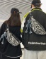 Fashion Black Send Plush Pendant Canvas Animal Print Crossbody Shoulder Bag