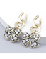 Fashion Gold Color Butterfly Combination Gold Diamond Imitation Pearl Earrings
