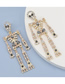 Fashion Gold Color Skull Skeleton Alloy Diamond Earrings