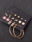 Fashion Gold Color Circle Leaf Geometric Diamond Alloy Earring Set