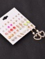Fashion Color Mixing Alloy Heart Diamond-studded Alloy Hollow Geometric Earrings Set