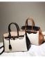 Fashion Black Lychee Pattern Platinum Stitching Contrast Color Shoulder Messenger Bag