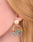 Fashion Blue Oval Geometric Hollow Rice Beads Beaded Hollow Earrings
