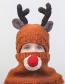 Fashion Fawn Brown Two-piece Antler Bear Child Hat And Scarf