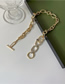 Fashion Silver Color Thick Chain Ring Flashing Diamond Stitching Necklace