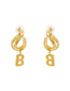 Fashion Gold Color Letter Alloy Hollow Geometric Earrings