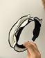 Fashion Zircon With Black Edges On White Wide-brimmed Pearl Knitted Rhinestone Wave Headband