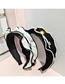 Fashion Zircon With Black Edges On White Wide-brimmed Pearl Knitted Rhinestone Wave Headband