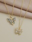 Fashion Gold Color Copper Inlaid Zircon Butterfly Necklace