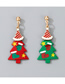 Fashion Contrast Christmas Tree Asymmetrical Oil Drop Alloy Earrings