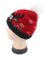 Fashion Black Santa Christmas Snowman Elk Knitted Jacquard Hat With Ball