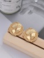Fashion Gold Color Coin Portrait Embossed Alloy Earrings