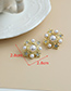 Fashion Golden Alloy Diamond Pearl Pentagram Stud Earrings